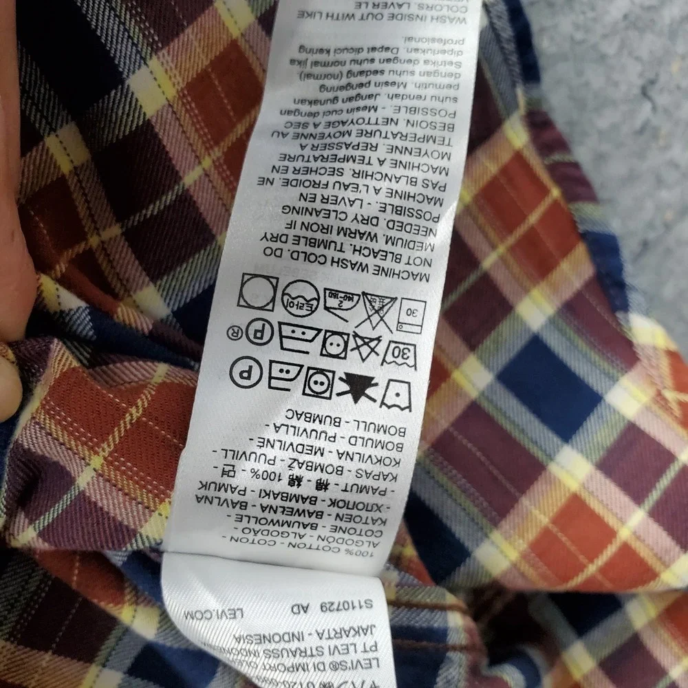 Levi's Western Shirt Men L Multi Plaid Standard Fit Long Sleeve Pearl Snap Front